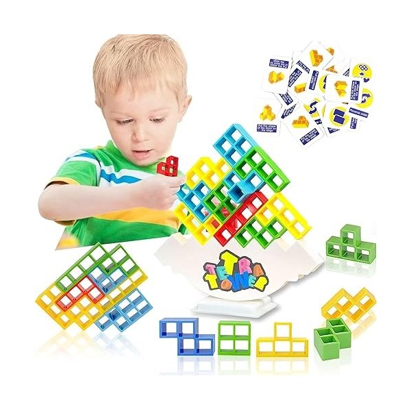 Jeu D'Équilibre Tetra Tower - 48 Blocs Tetris Pour Enfants Et Adultes