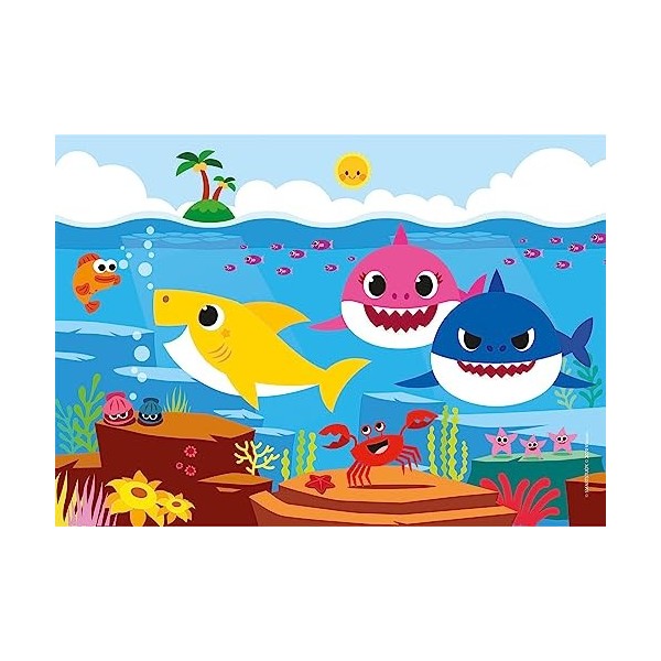 Clementoni Supercolor Pinkfong Baby Shark Italy Shark-2x20 Enfant-boîte de 2 Puzzles 20 pièces -fabriqué en Italie, 3 Ans e