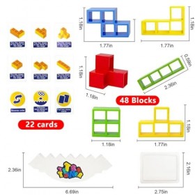 Jastown Tetra Tower Balance Jeu,Blocs de Construction Tetris,Jeux de Jouets empilables déquilibre,48 Tetris Balance Building