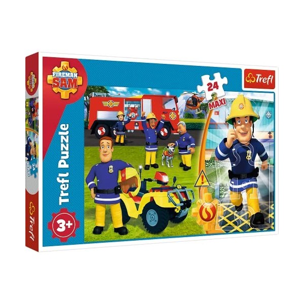 Trefl-24 Maxi Pièces, pour Enfants à partir de 3 Ans Puzzle, 14290, Le Courageux Pompier Sam, Pompier Sam