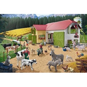Schmidt Spiele- Puzzle Schleich-Journée à la Ferme avec 2 Chiffres Chacun 40 Pièces, 56189