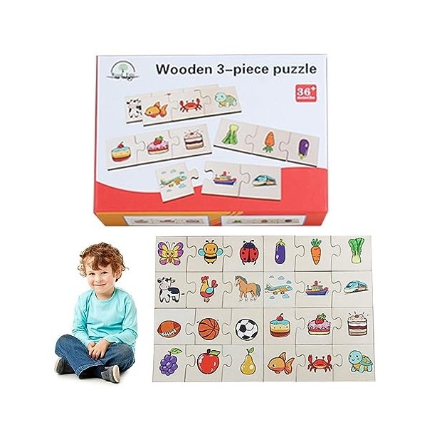 Stronrive Puzzle danimaux pour | Puzzle en Bois Assorti,Puzzle de Classification Auto-correcteur avec pièces de Puzzle dani