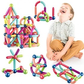 VEGCOO 36PCS Construction Magnétiques Jeux de Construction Jouets de Construction Magnétiques Jouet à Empiler pour Enfants, B