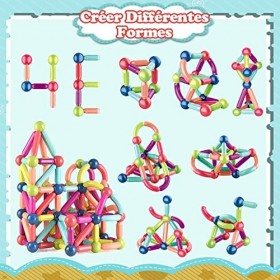 VEGCOO 36PCS Construction Magnétiques Jeux de Construction Jouets de Construction Magnétiques Jouet à Empiler pour Enfants, B