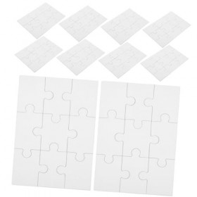 KOMBIUDA 10 Feuilles Puzzle Blanc Énigmes Inscriptibles Puzzle Vierge à Décorer Puzzle Vierge De 100 Pièces Puzzles De Sublim