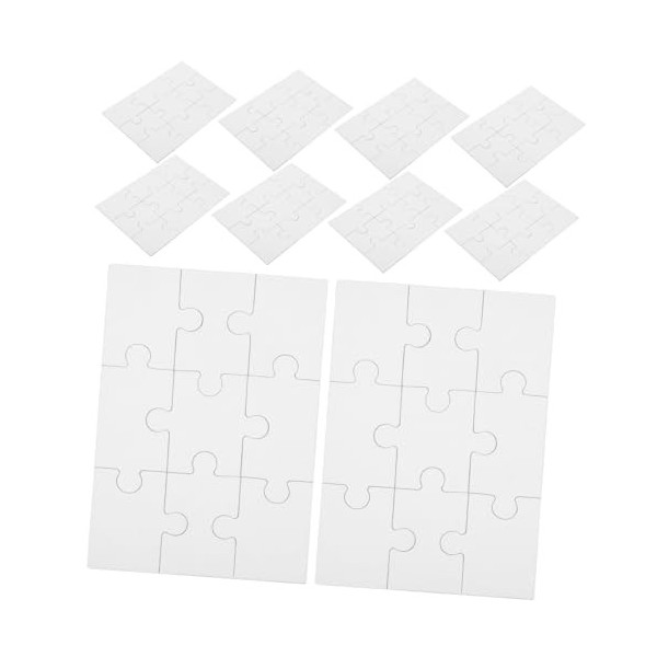 KOMBIUDA 10 Feuilles Puzzle Blanc Énigmes Inscriptibles Puzzle Vierge à Décorer Puzzle Vierge De 100 Pièces Puzzles De Sublim