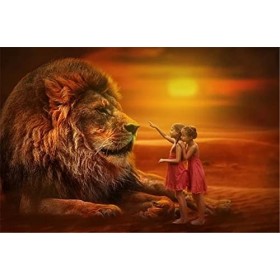 Jigsaw Puzzles 98 Pièces pour Adultes Lion Blanc Puzzle Difficile et Défi-20x29cm 7.87x11.41inch 
