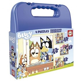 Educa - Ensemble de Quatre Puzzles progressifs de 12 à 25 pièces avec Les Personnages de Bluey | Présenté dans Une Magnifique