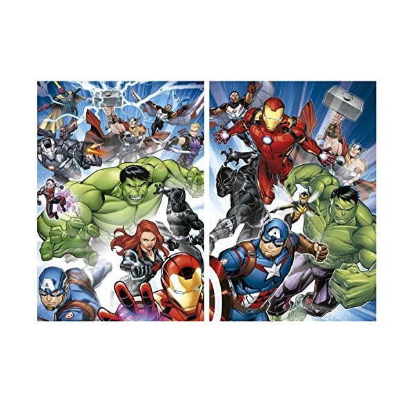 Educa - 2x100 Avengers | 2 Puzzles réglés avec 100 pièces. Mesure : 40 x 28 cm. Composé de Grandes pièces Parfaitement finies