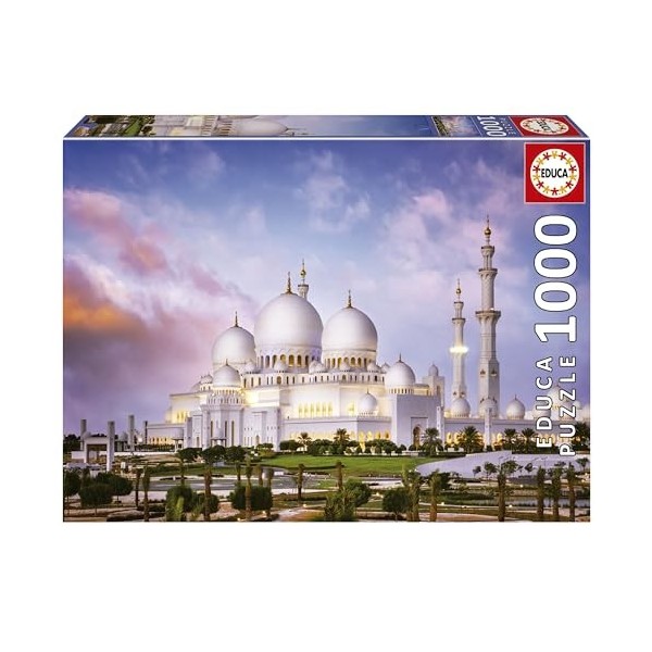 Educa - Sheikh Zayed Grand Mosquée | Puzzle de 1000 pièces. Mesure : 68 x 48 cm. Comprend Fix Puzzle Tail pour laccrocher Un