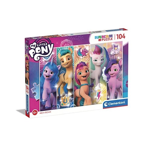 Clementoni- Puzzle My Little Pony 104pzs Does Not Apply Supercolor Pony-104 pièces, 6 Ans Enfant Dessin animé-fabriqué en Ita