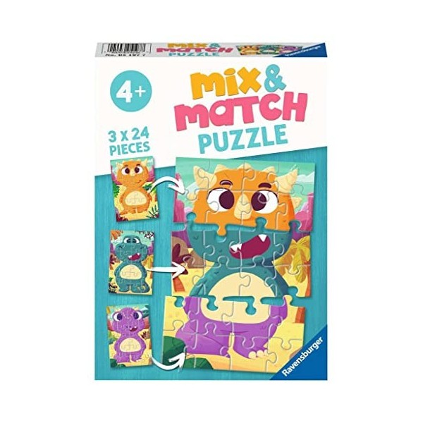 Ravensburger - Puzzle Enfant - Puzzle Mix&Match 3x24 pièces - Les animaux rigolos - Dès 4 ans - 05137