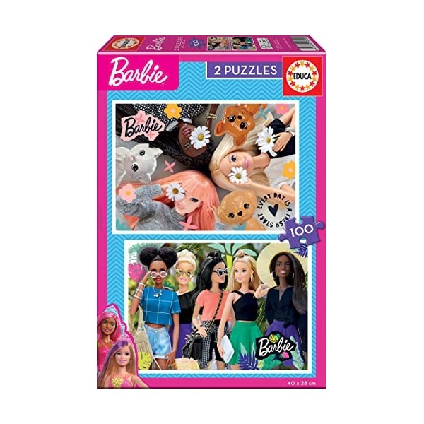 Educa - 2 Puzzles de 100 pièces pour Enfants avec des Illustrations de Barbie, Double départ | Mesure: 40 x 28 cm | À partir 