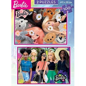 Educa - 2 Puzzles de 100 pièces pour Enfants avec des Illustrations de Barbie, Double départ | Mesure: 40 x 28 cm | À partir 