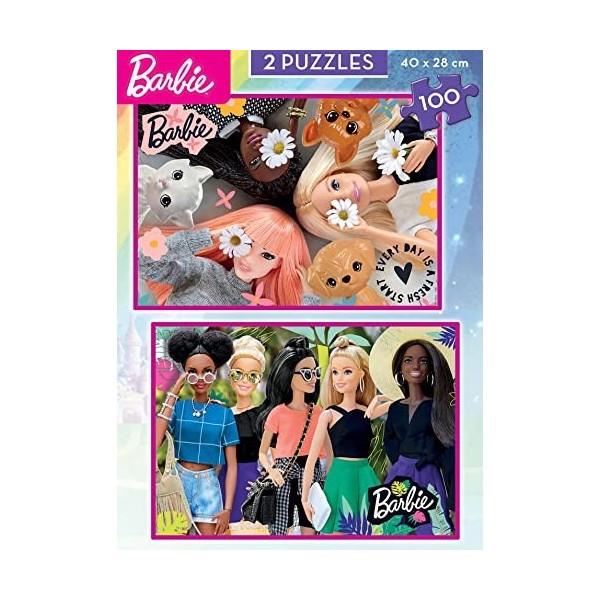 Educa - 2 Puzzles de 100 pièces pour Enfants avec des Illustrations de Barbie, Double départ | Mesure: 40 x 28 cm | À partir 