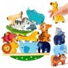 Jeux Déquilibre en Bois, Animaux Blocs de Construction Dempilage Jeux, Jouets Montessori Enfant pour 3 4 5 6 Ans, Jouets Éd