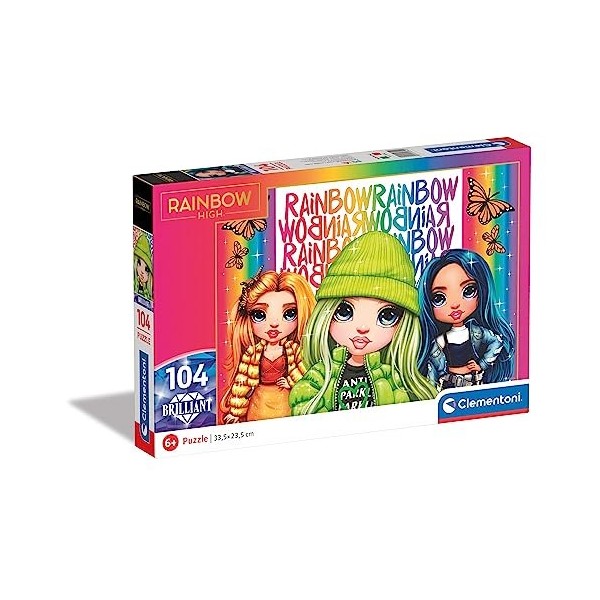 Clementoni- Puzzle Rainbow High 104pzs Does Not Apply Supercolor Brilliant High-104 pièces, 6 Ans Enfant Dessin animé-fabriqu