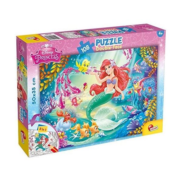 Lisciani, Puzzle pour enfants à partir de 6 ans, 108 pièces, 2 en 1 Double Face Recto / Verso avec le dos à colorier - Disney