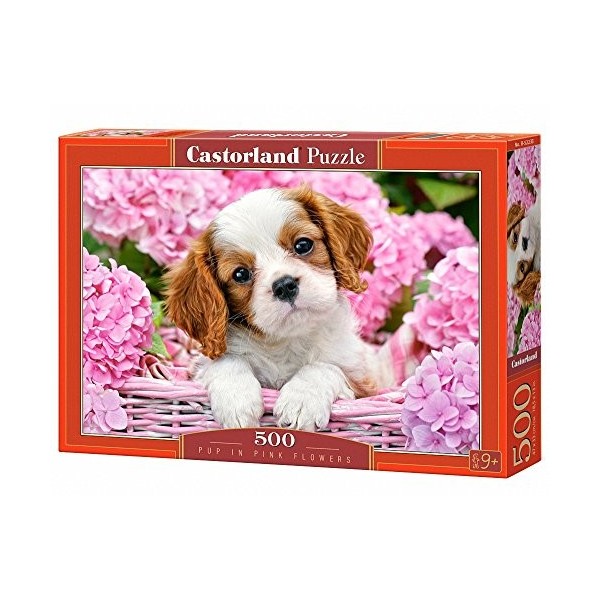 Castorland - B-52233 - Puzzle - Chiot dans Fleurs Roses - 500 Pièces