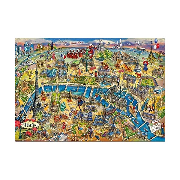 Jouets Puzzle 500 Pieces - Monuments et Carte de Paris - Collection France - Plan - Carte