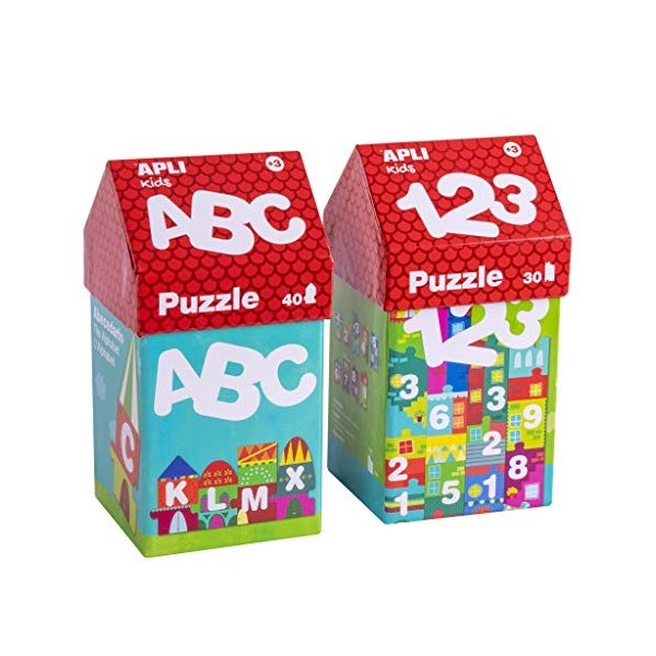 APLI Kids 18776-Kit spécial Puzzle Maisons éducatives ABECEDAIRE + Numéros 14805+14806 , 18776