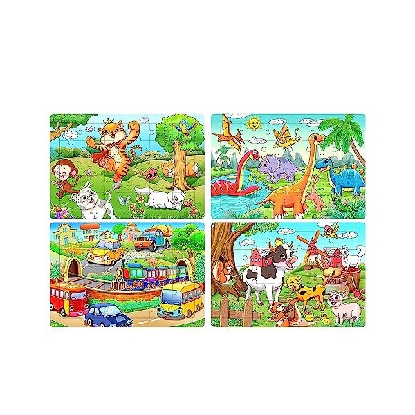 VOCDEMERI Puzzle pour Enfants 4 en 1,Puzzle Pig 3 Ans et Plus,Puzzle Cadre 4 en 1, Puzzle éducatif préscolaire pour garçons e