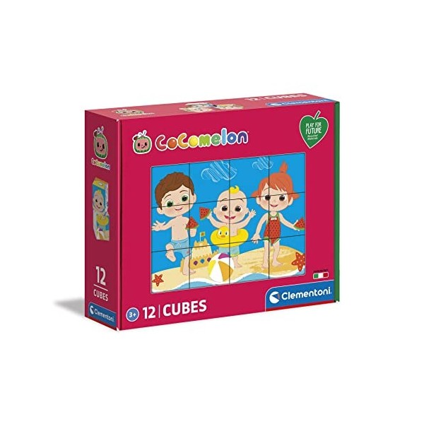 Clementoni- Cocomelon Cubes Play for Future Cocomelon-12 pièces, Enfants 3 Ans, matériaux 100% recyclés, Puzzle Dessin animé-
