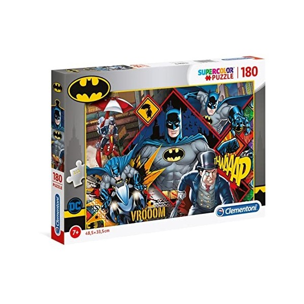 Clementoni- Puzzle Batman DC Comics 180pzs Batman-180 pièces Enfant-fabriqué en Italie, 7 Ans et Plus, 29108, Multicolour, On