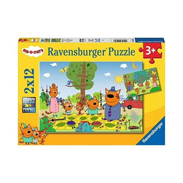 Ravensburger - Puzzle Enfant - Puzzles 2x12 p - Journée nature en famille - Kid-E-Cats - Dès 3 ans - 05079