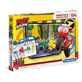 Clementoni Ricky Zoom-104 pièces Enfant-Puzzle à colorier-fabriqué en Italie, 6 Ans et Plus, 25706, No Color