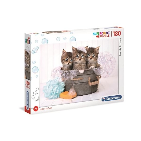 Clementoni Italy Lovely Kittens-180 pièces-Puzzle Enfant-fabriqué en Italie, 7 Ans et Plus, 29109, No Color