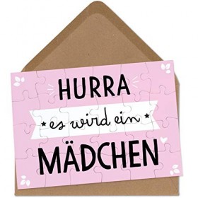 OWLBOOK Il sera un puzzle fille avec enveloppe en lettres - Idée cadeau pour la famille pour la naissance et la grossesse.