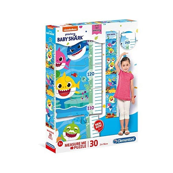 Clementoni Italy Baby Sharks-30 pièces Enfant, Puzzle mètre-fabriqué en Italie, 3 Ans et Plus, 20340, Multicolore