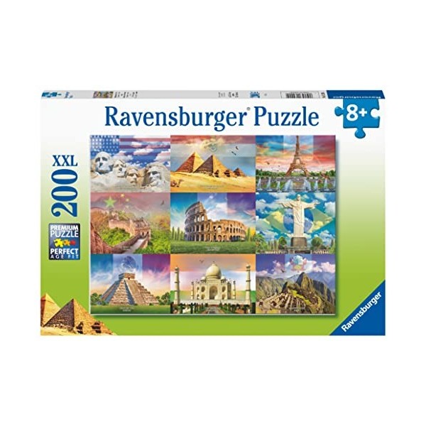 Ravensburger - Puzzle Enfant - Puzzle 200 p XXL - Les monuments du monde - Dès 8 ans - 13290