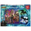 Ravensburger - Puzzle Enfant - Puzzles 3x49 p - Apprivoiser les dragons - Dragons 3 - Dès 5 ans - 08064