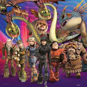 Ravensburger - Puzzle Enfant - Puzzles 3x49 p - Apprivoiser les dragons - Dragons 3 - Dès 5 ans - 08064