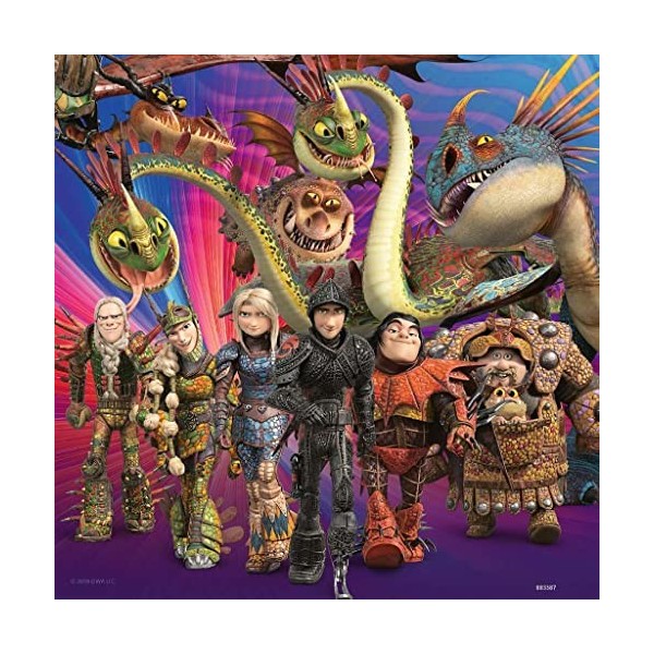 Ravensburger - Puzzle Enfant - Puzzles 3x49 p - Apprivoiser les dragons - Dragons 3 - Dès 5 ans - 08064