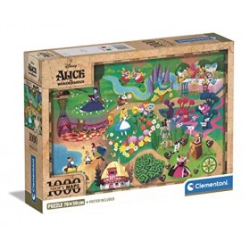 Clementoni Disney Maps Alice-1000 Pièces-Puzzle, Divertissement pour Adultes-Fabriqué en Italie, 39785