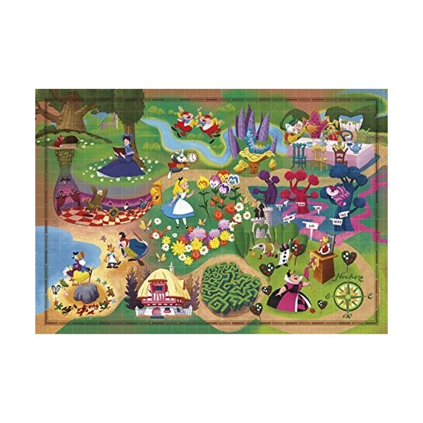 Clementoni Disney Maps Alice-1000 Pièces-Puzzle, Divertissement pour Adultes-Fabriqué en Italie, 39785