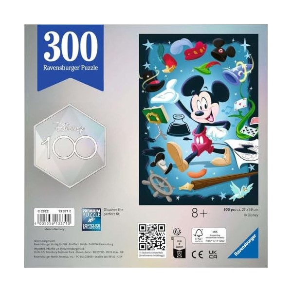 Ravensburger - Puzzle Adulte et Enfant - Puzzle 300 pièces Collector 100 ans Disney - Dès 8 ans - Mickey - Puzzle de qualité 