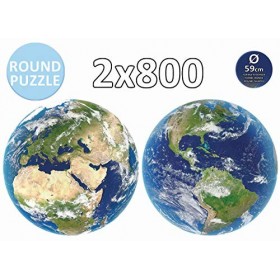 Educa - Round Puzzles Planète Terre. 2 Puzzles Ronds de 800 pièces. Recommandé à partir de 14 Ans 19039 