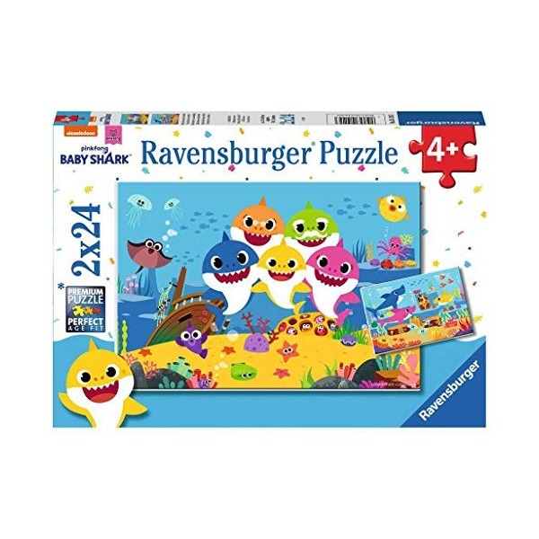 Ravensburger - Puzzle Enfant - Puzzles 2x24 p - Baby Shark et sa famille - Dès 4 ans - 05124