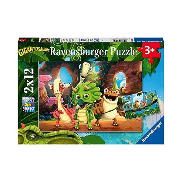 Ravensburger - Puzzle Enfant - Puzzles 2x12 p - La petite bande de dinosaures - Gigantosaurus - Dès 3 ans - 05125