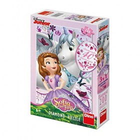 Dino Toys DINR7 422162 Puzzle Dinosaure Sofia et Une Licorne 200 pièces Diamant, Multicolore