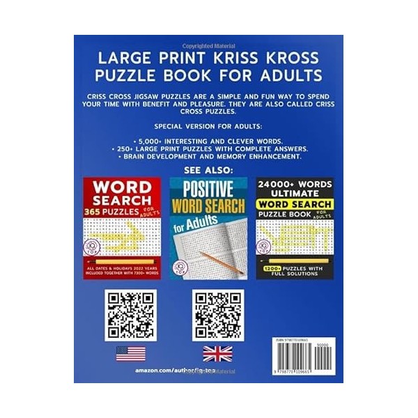 Large Print Kriss Kross Puzzle Book for Adults: 5000+ Words and 250+ Criss Cross Puzzles