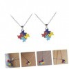 JECOMPRIS 2 Pièces Collier Casse-tête Décor Vintage Scie Sauteuse Puzzle En Cristal Pendentif Colliers Carré Décor Rétro Puzz