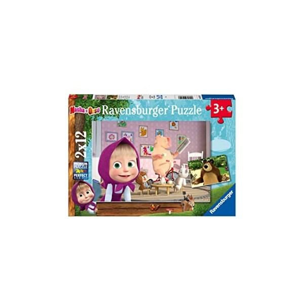 Ravensburger- Puzzle 2 x 12 Masha et Ours, 05645