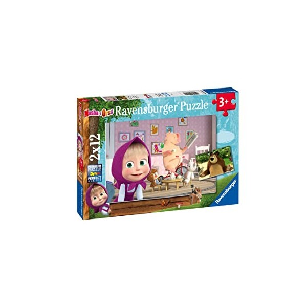 Ravensburger- Puzzle 2 x 12 Masha et Ours, 05645