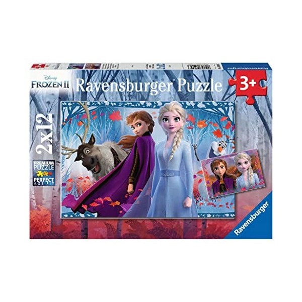 Ravensburger - Puzzle Enfant - 2 Puzzles 12 pièces - Voyage vers linconnu - Disney La Reine des Neiges 2 - Fille ou garçon d