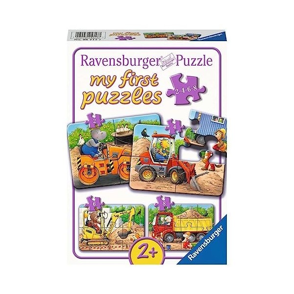 Ravensburger Kinderpuzzle - 05717 Tiere Auf der Baustelle - 2,4,6,8 Teile My First Puzzle für Kinder AB 2 Jahren